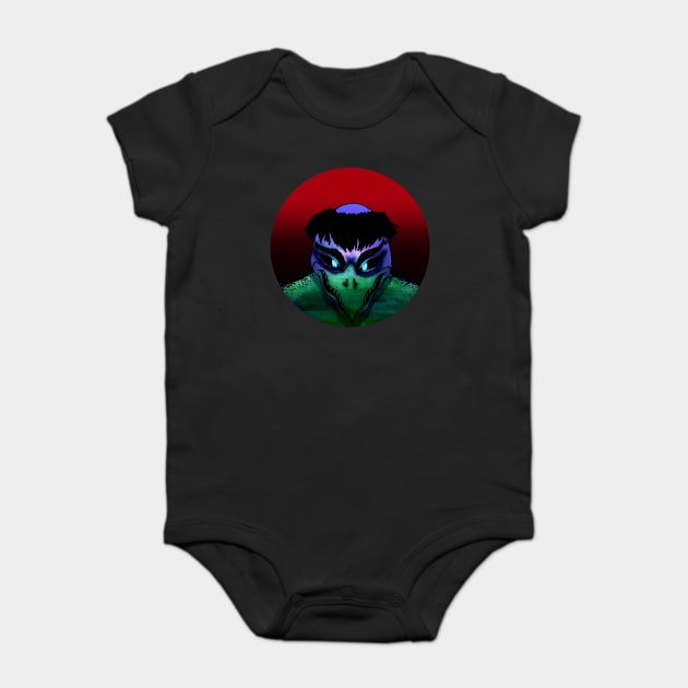 Kappa the mischievous river demon - red sun background Baby Bodysuit by mareescatharsis
